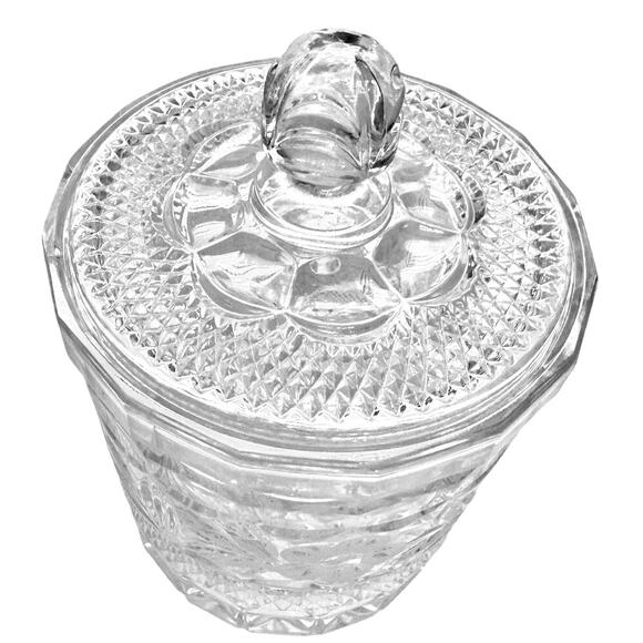 Heavy Lead Crystal Vintage Biscuit Jar Matching Lid-Diamond Point/Floral Design! - Picture 2 of 6